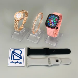 ساعت هوشمند زنانه KEQIWEAR مدل KW72 Mini با ست ساعت دیجیتال و دستبند فول نگین