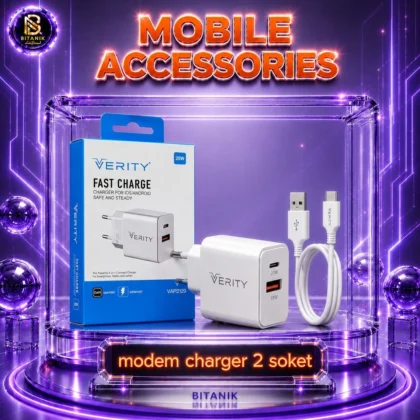 آداپتور 20W دو پورت VERITY مدل V-AP2129 با کابل تایپ سی