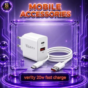 آداپتور 20W دو پورت VERITY مدل V-AP2129 با کابل تایپ سی