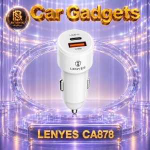 شارژر فندکی دو پورت LENYES مدل CA878 با کابل دوسر تایپ سی