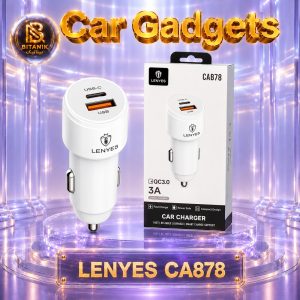 شارژر فندکی دو پورت LENYES مدل CA878 با کابل دوسر تایپ سی