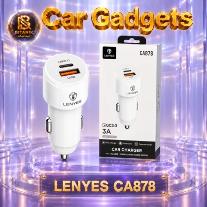 شارژر فندکی دو پورت LENYES مدل CA878 با کابل دوسر تایپ سی