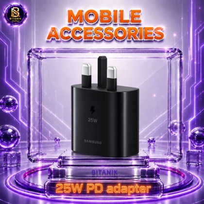 آداپتور SAMSUNG های کپی ۲۵ وات PD مشکی