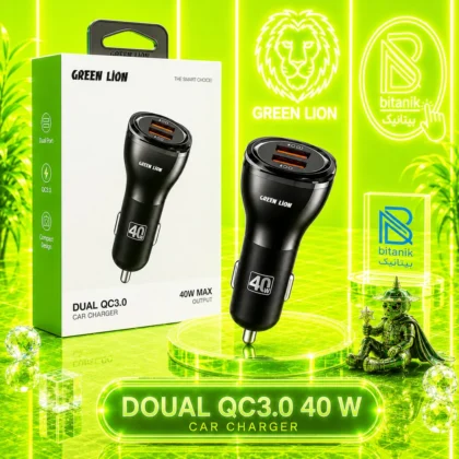 شارژر فندکی GREEN LION مدل DUAL QC3.0 دو پورت 40 وات