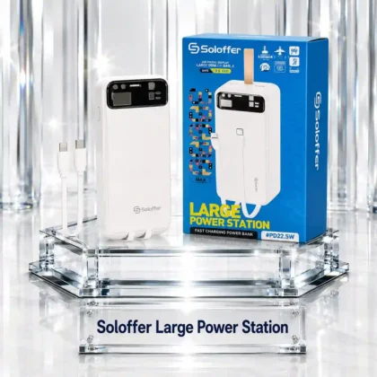 پاوربانک 30هزار SOLOFFER مدل PB-3004 با دو کابل متصل