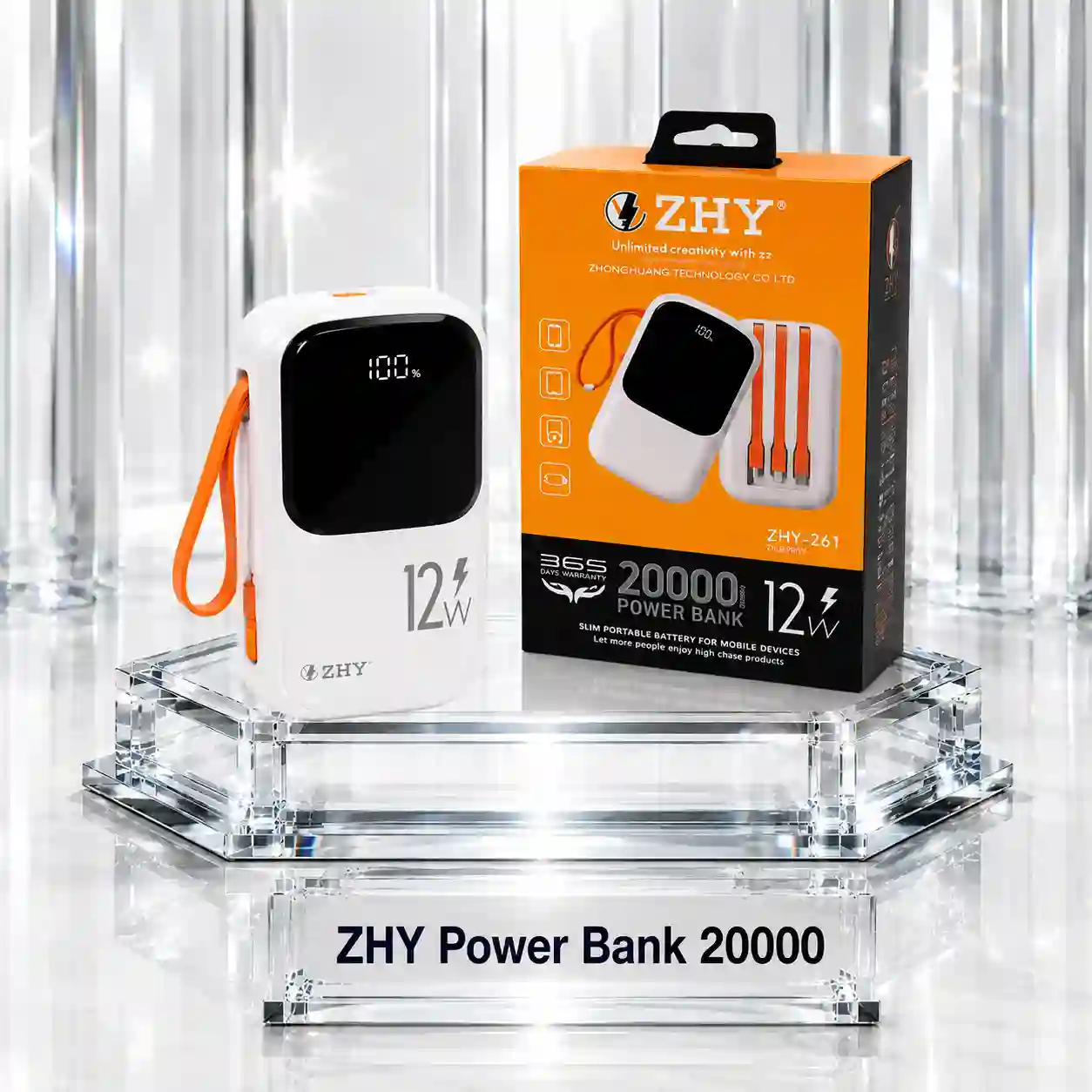 پاوربانک 20هزار ZHY مدل ZHY-261 با سه کابل متصل