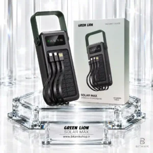 پاوربانک 30 هزار سولار GREEN LION مدل SOLAR MAX با کابل متصل